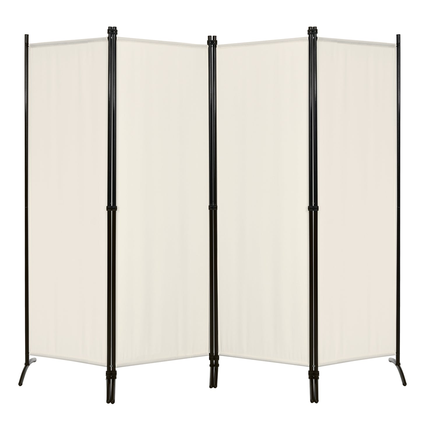 Topbuy 5.6Ft Tall Folding Room Divider Freestanding 4-Panel Privacy Screen w/Iron Frame Black/Coffee/White