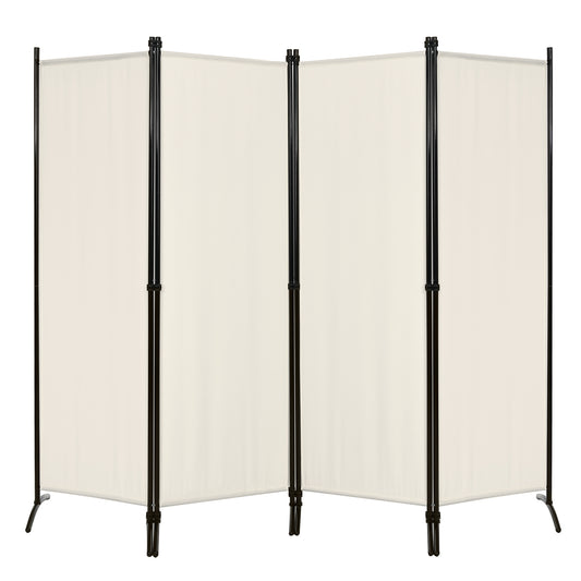 Topbuy 5.6Ft Tall Folding Room Divider Freestanding 4-Panel Privacy Screen w/Iron Frame Black/Coffee/White