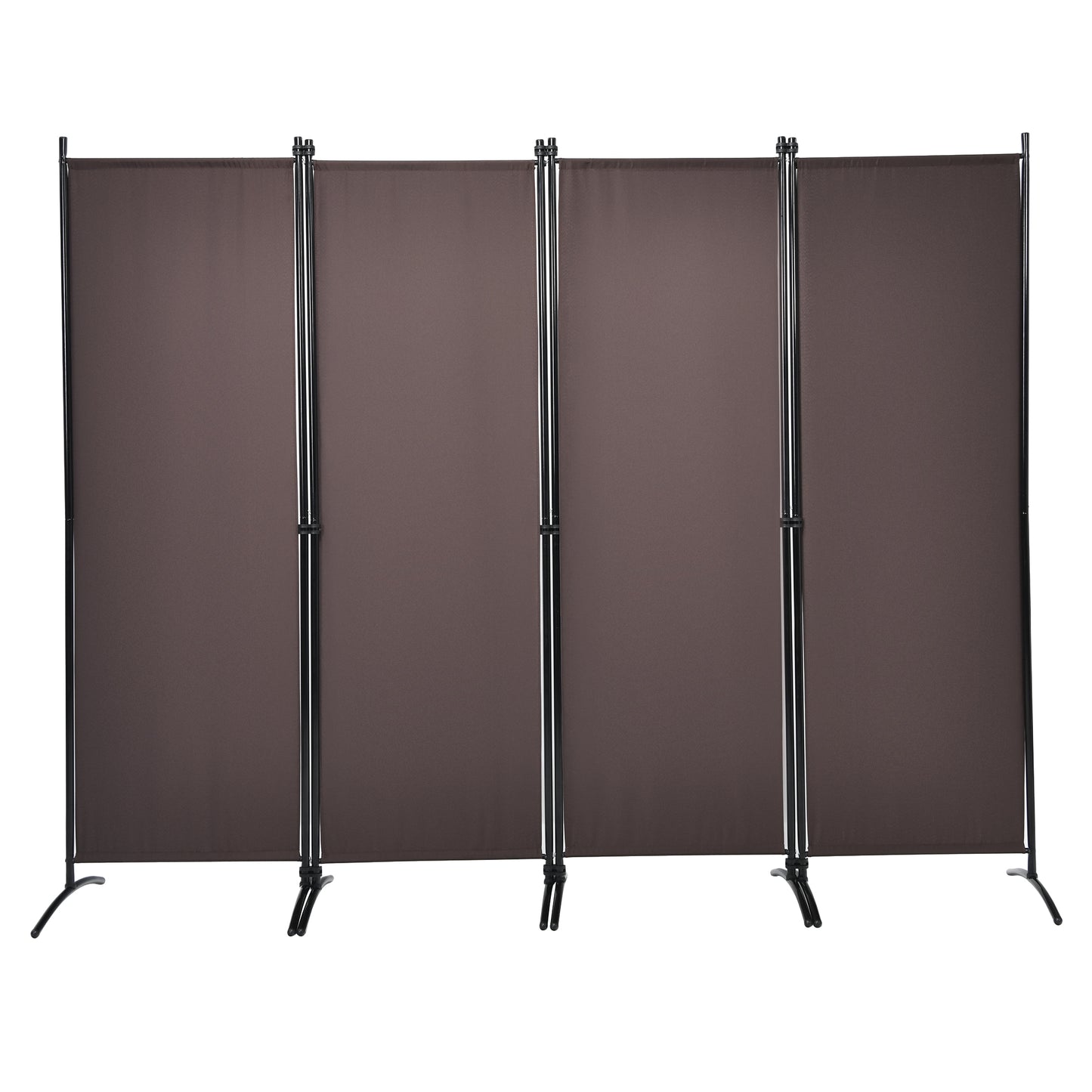 Topbuy 5.6Ft Tall Folding Room Divider Freestanding 4-Panel Privacy Screen w/Iron Frame Black/Coffee/White