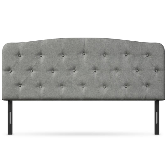 Topbuy Tufted Upholstered Full Size Headboard Adjustable Height Light Grey/Dark Grey