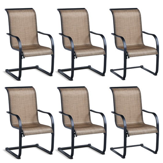 Patiojoy 6-Piece Patio Dining Chairs High Back Chairs w/C-Shaped Legs Brown