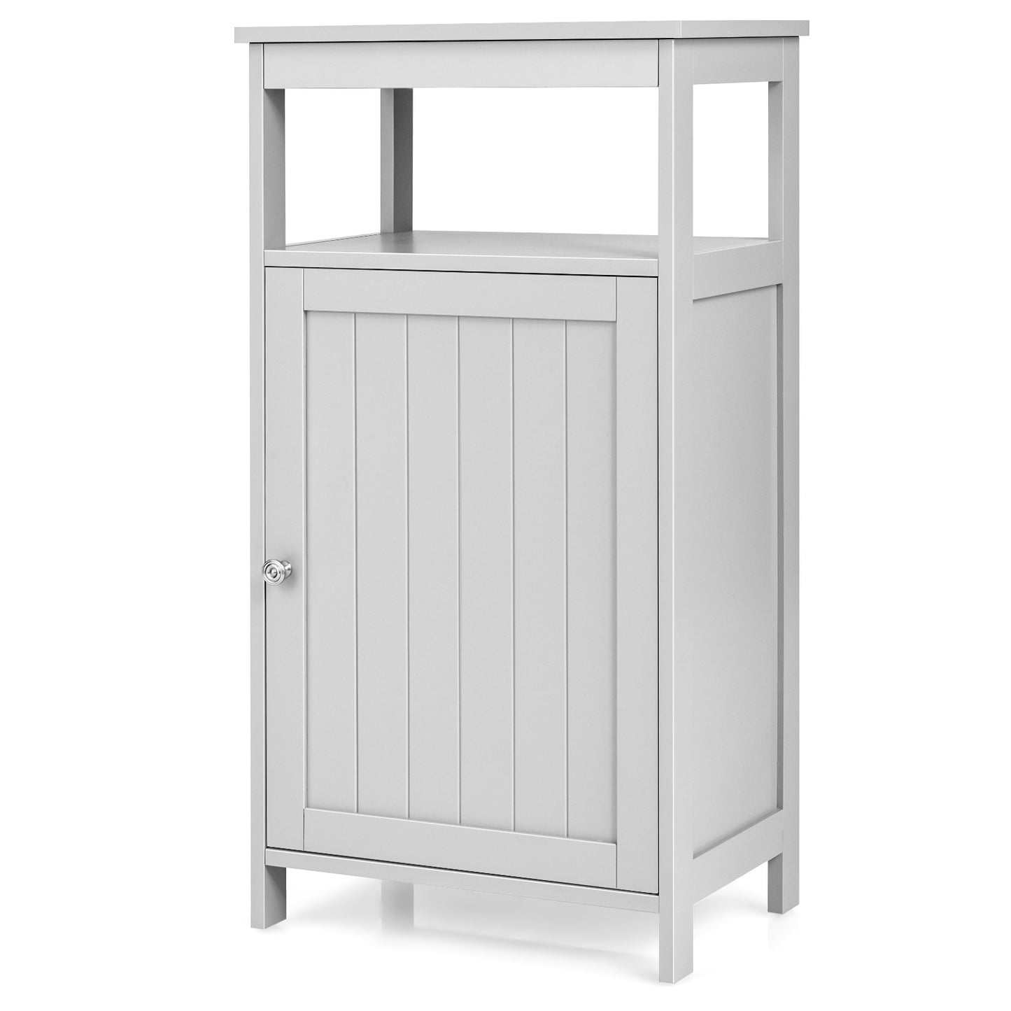 Topbuy Freestanding Bathroom Floor Storage Cabinet Wooden Storage Organizer Cupboard Shelf Grey