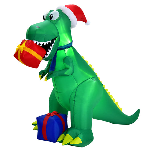 Topbuy 6 FT Inflatable Dinosaur Christmas Decoration w/LED Lights for Indoor Outdoor Decor