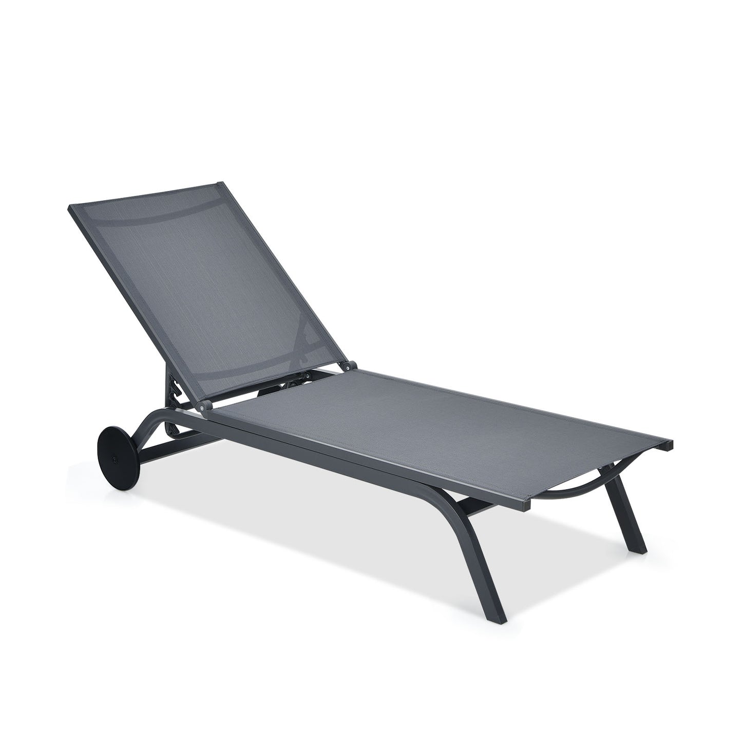 Topbuy Outdoor Aluminum Chaise Lounge Recliner Chair with Adjustable Backrest Black/Brown/Grey