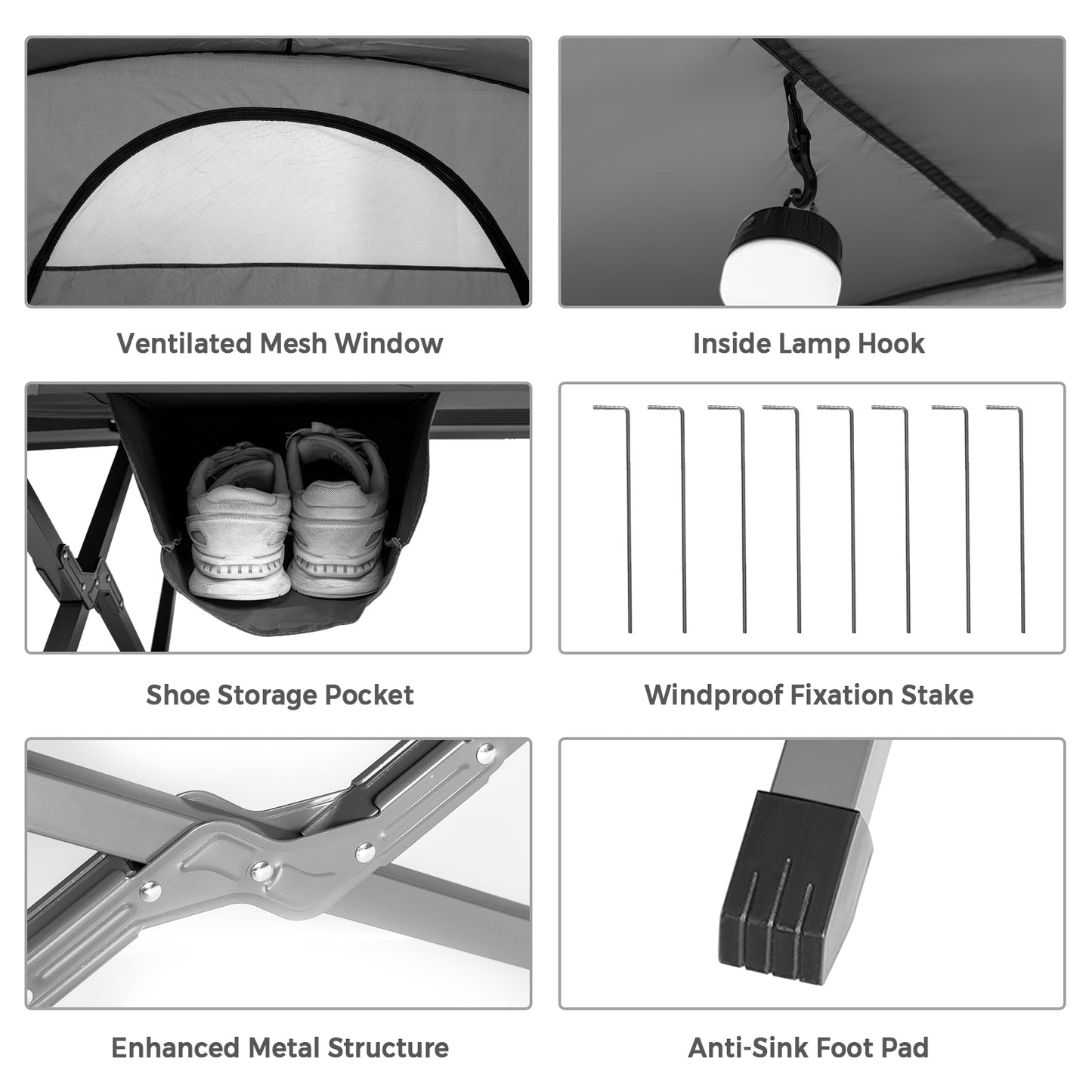 Patiojoy 2-Person Folding Camping Tent Cot Outdoor Elevated Tent w/External Cover Green/Gray