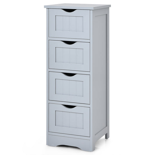 Topbuy 4 Drawers Bathroom Storage Cabinet Free-Standing Side Storage Organizer Grey