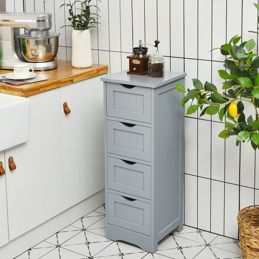 Topbuy 4 Drawers Bathroom Storage Cabinet Free-Standing Side Storage Organizer Grey