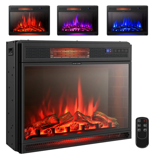 Topbuy 28'' Electric Fireplace 900/13500W Wall Recessed Electric Heater w/Remote Control & Thermostat for Home Office