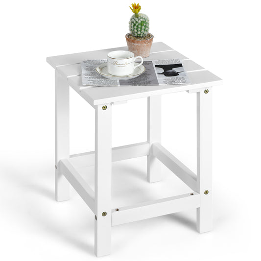 Topbuy 15'' Outdoor Square Side End Table Wooden Coffee Table Suitable for Garden Patio Balcony White/Gray/Black