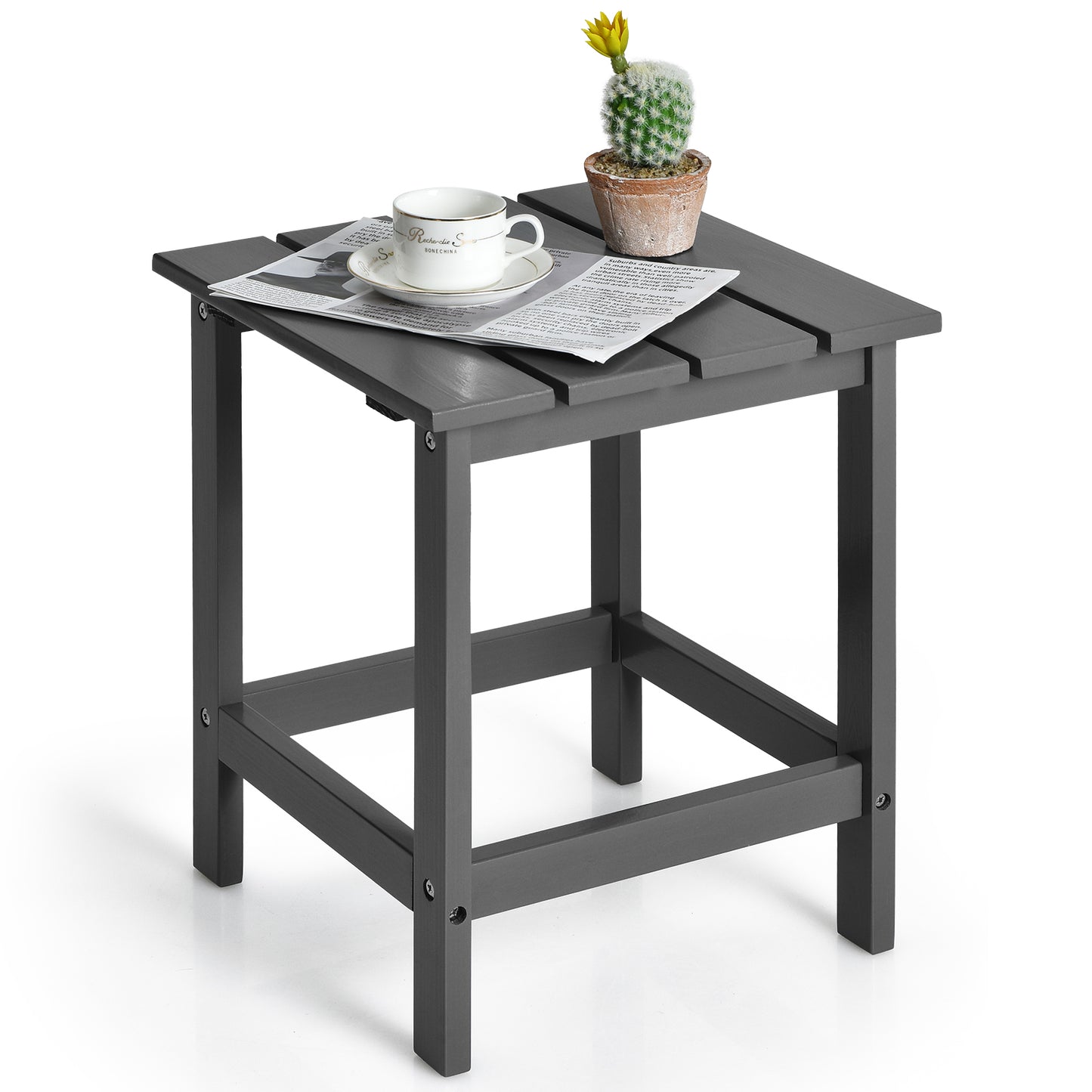 Topbuy 15'' Outdoor Square Side End Table Wooden Coffee Table Suitable for Garden Patio Balcony White/Gray/Black