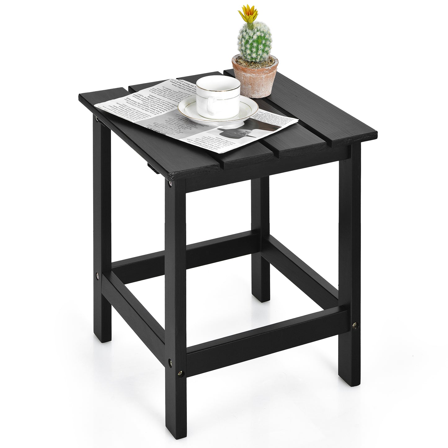 Topbuy 15'' Outdoor Square Side End Table Wooden Coffee Table Suitable for Garden Patio Balcony White/Gray/Black