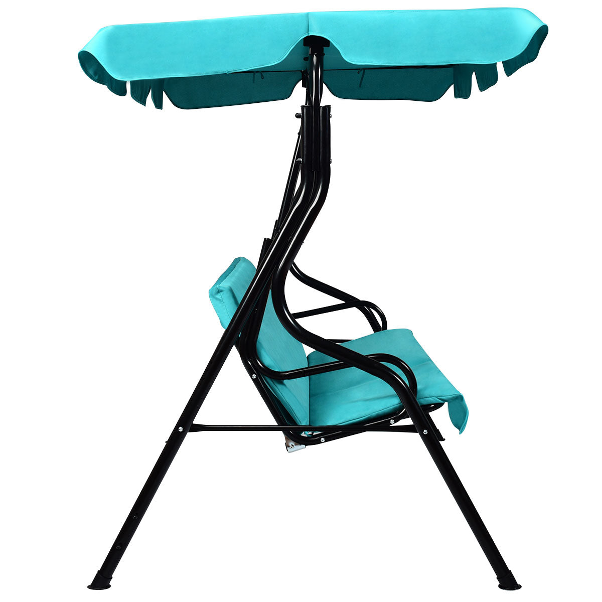 Patiojoy 3-Seats Outdoor Glider Hammock with Adjustable Waterproof Canopy Aluminum Frame Patio Swing Chair Green/Black/Blue/Coffee