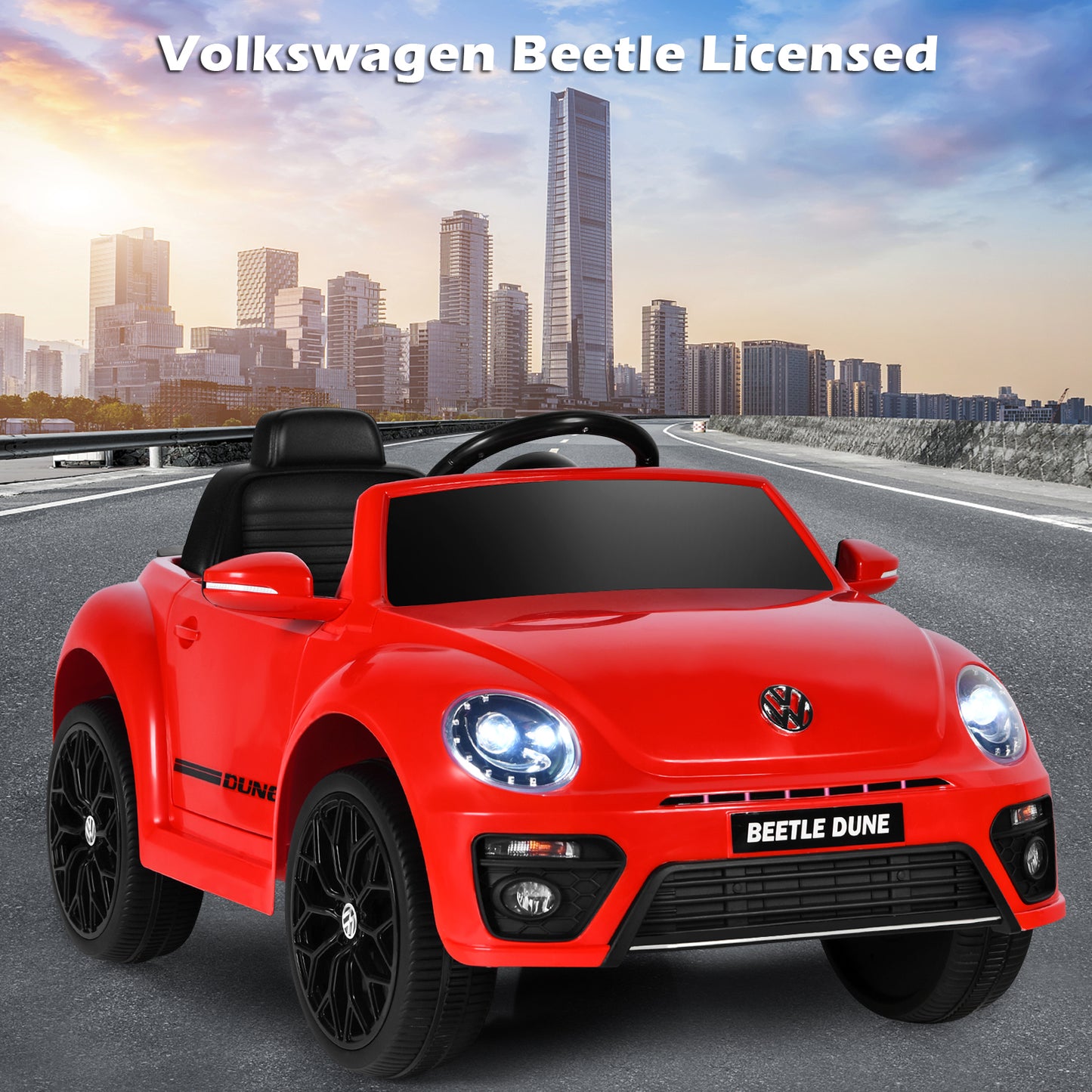 Topbuy 12 Toddler Ride On Car Volkswagen Beetle Kids Electric Toy w/Remote Control White/Pink/Red