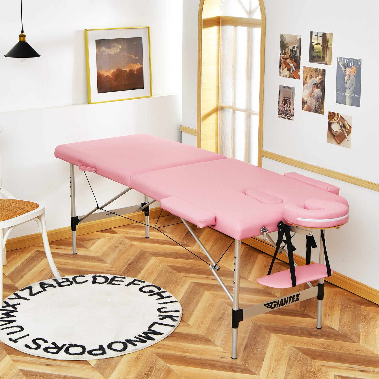 Topbuy 84''L Portable Massage Table Adjustable Facial Salon Spa Bed w/ Carry Case White/Black/Pink