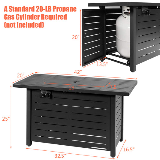 Topbuy Outdoor 60,000 BTU Fire Pit Table Patio Propane Heater w/Door & Table Cover