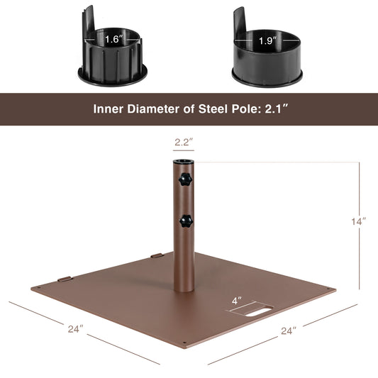 Topbuy 50 lbs Outdoor Umbrella Stand, Heavy Duty Patio Umbrella Base W/ Built-in Rolling Wheels & Handle