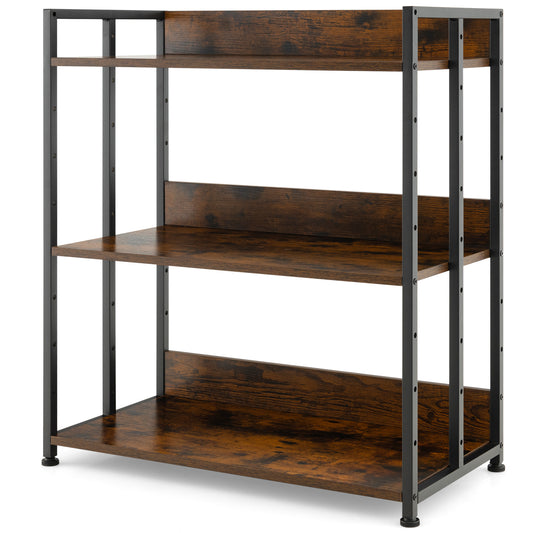 Topbuy 3-Tier Bookshelf, Convertible Bookcase with Anti-Tipping Kits & Metal Frame, Storage Ladder Shelf for Book