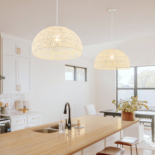 Topbuy Paper Pendant Light Fixture Dome Hanging Ceiling Light with Adjustable Hanging Rope 17.5'' Decorative Chandelier