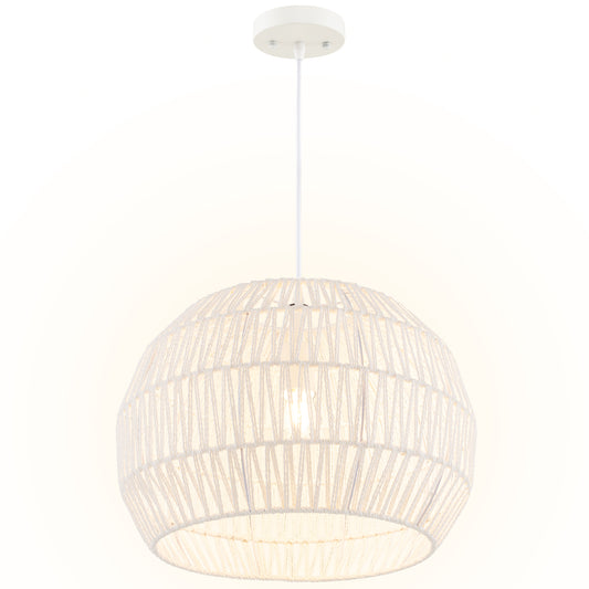 Topbuy Paper Pendant Light Fixture Round Hanging Ceiling Light with Adjustable Hanging Rope 17.5'' Decorative Chandelier