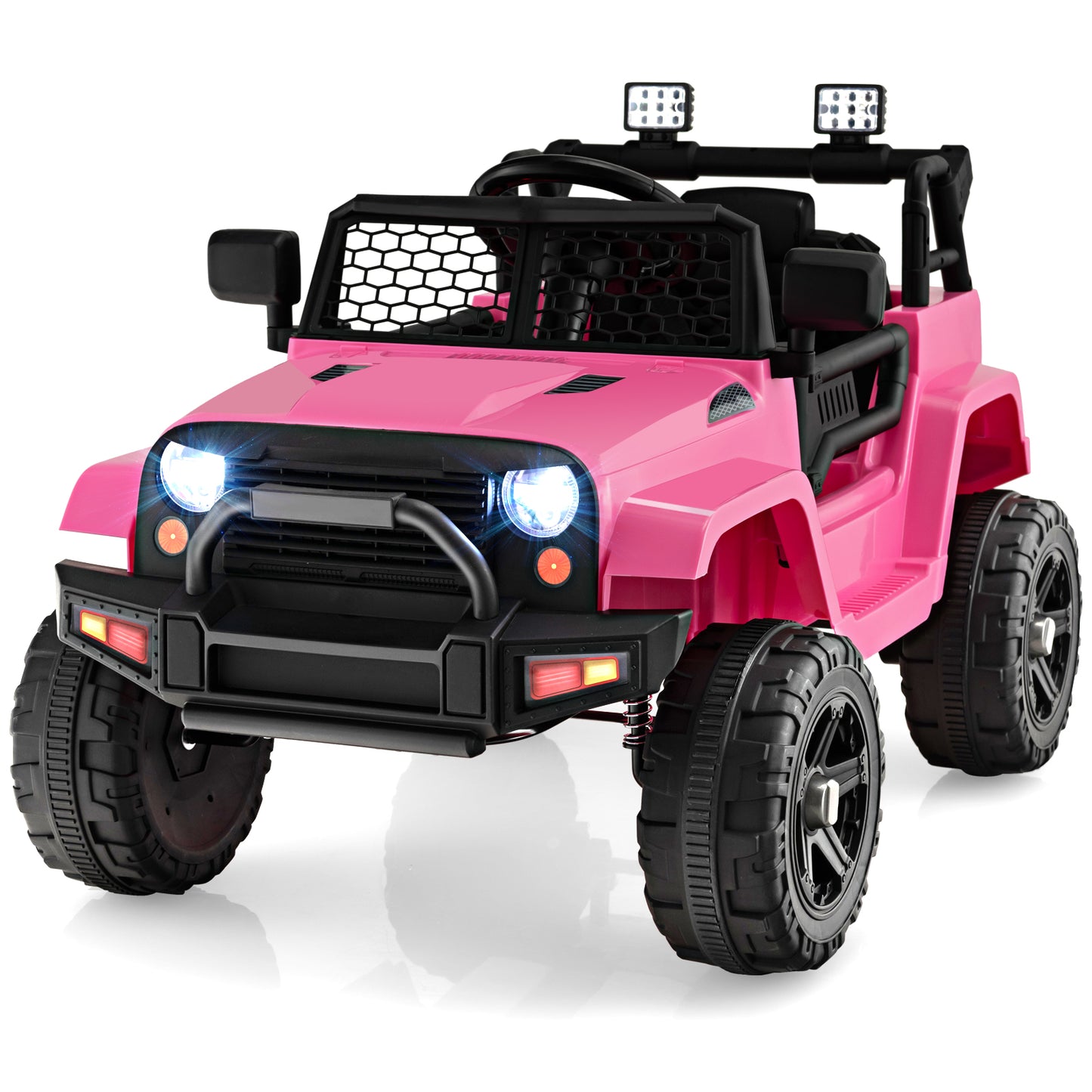 Topbuy 12V Kids Ride On Car Electric Vehicle Jeep with Parental Remote Music Horn Headlights Slow Start Function