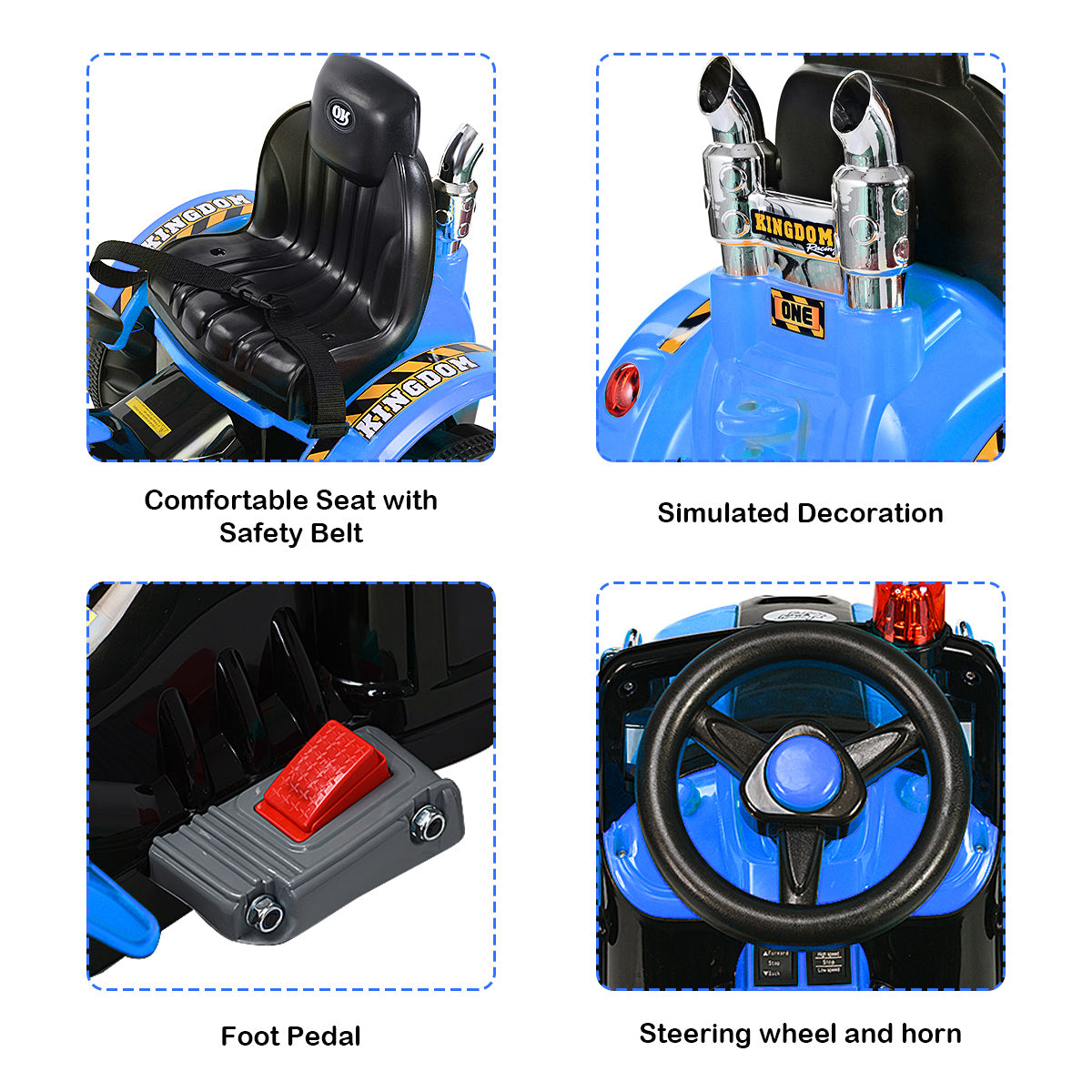 Topbuy Kids Ride On Excavator Truck, Electric Digger Scooter with Front Loader Digger