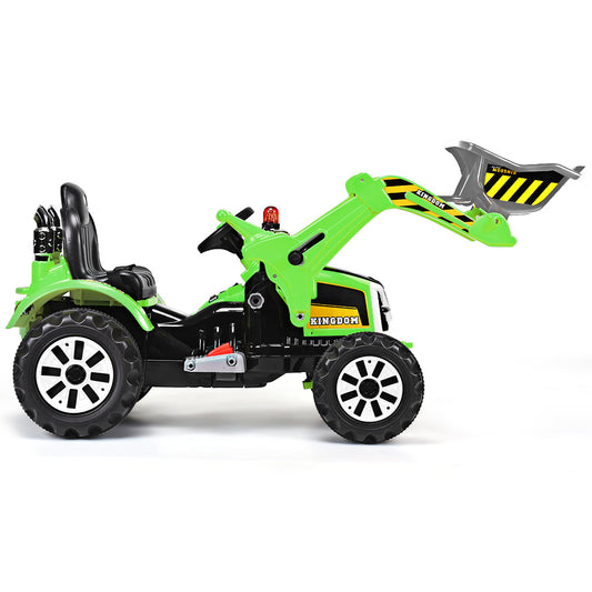 Topbuy Kids Ride On Excavator Truck, Electric Digger Scooter with Front Loader Digger