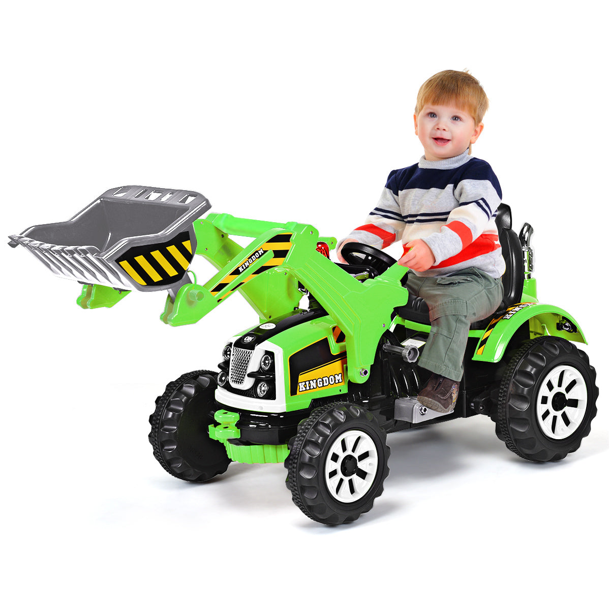 Topbuy Kids Ride On Excavator Truck, Electric Digger Scooter with Front Loader Digger