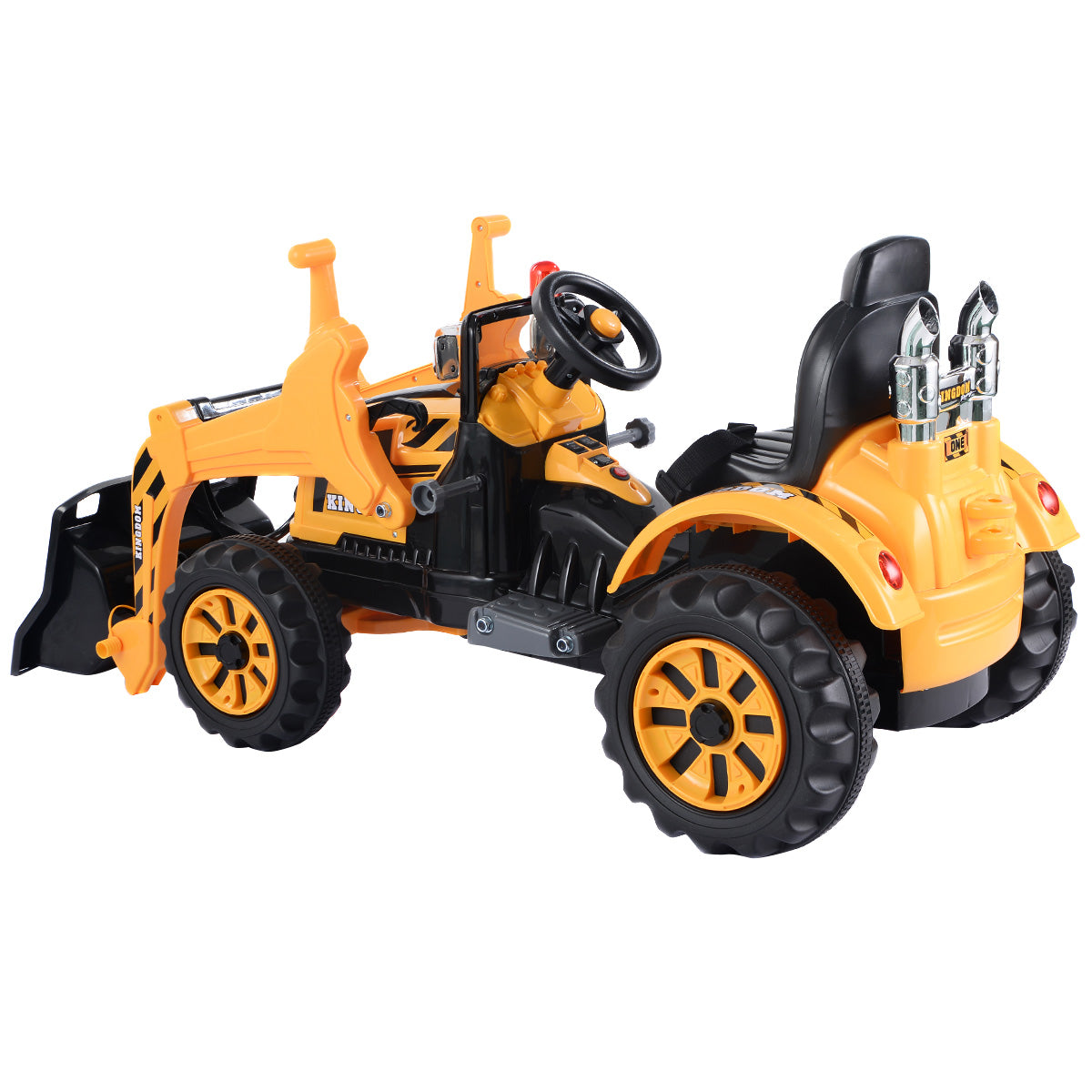 Topbuy Kids Ride On Excavator Truck, Electric Digger Scooter with Front Loader Digger