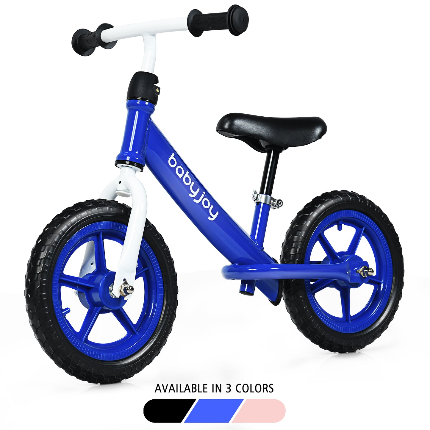 Topbuy Kids No Pedal Training Balance Bike with Adjustable Seat &EVA Foam Tires Pink/Blue/Black