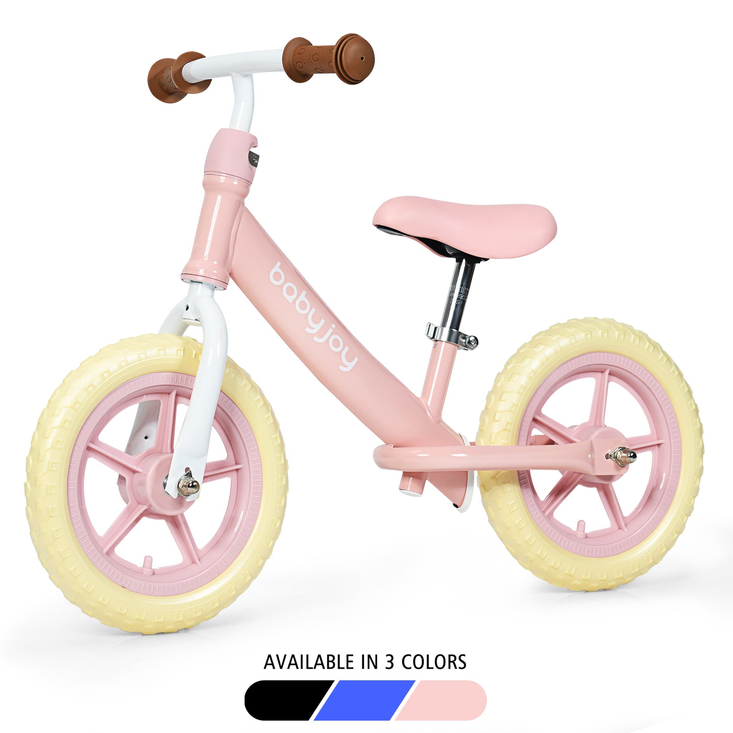 Topbuy Kids No Pedal Training Balance Bike with Adjustable Seat &EVA Foam Tires Pink/Blue/Black