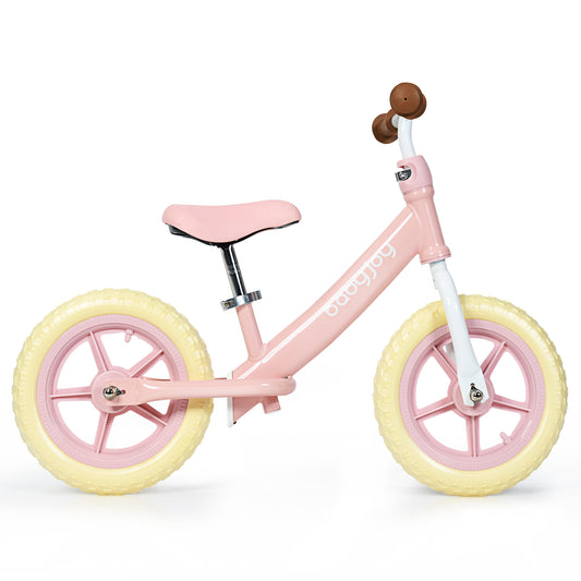 Topbuy Kids No Pedal Training Balance Bike with Adjustable Seat &EVA Foam Tires Pink/Blue/Black