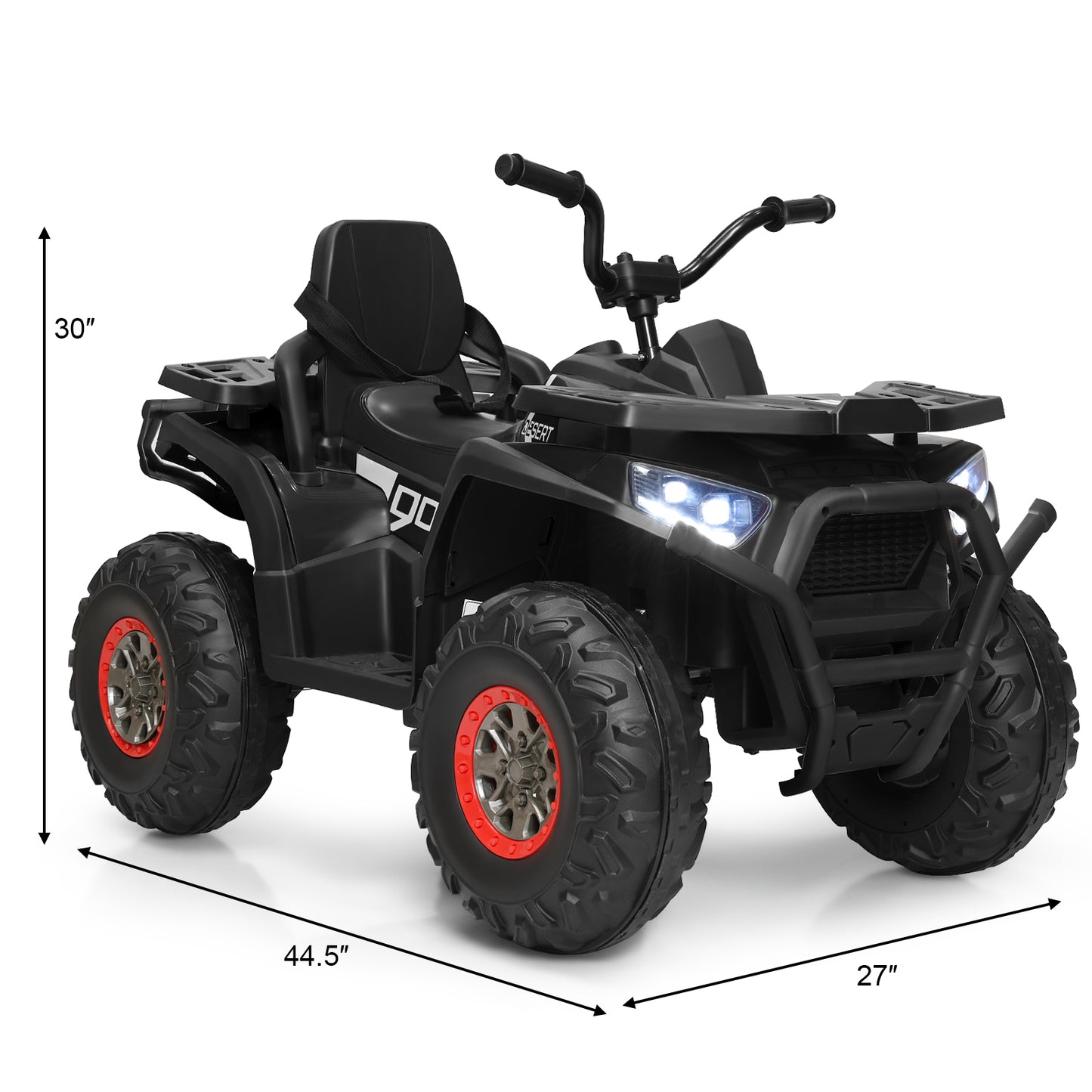 Topbuy 12V Kids Electric Ride On Car Toy 4-Wheeler ATV Quad with LED Lights Black/Red/White