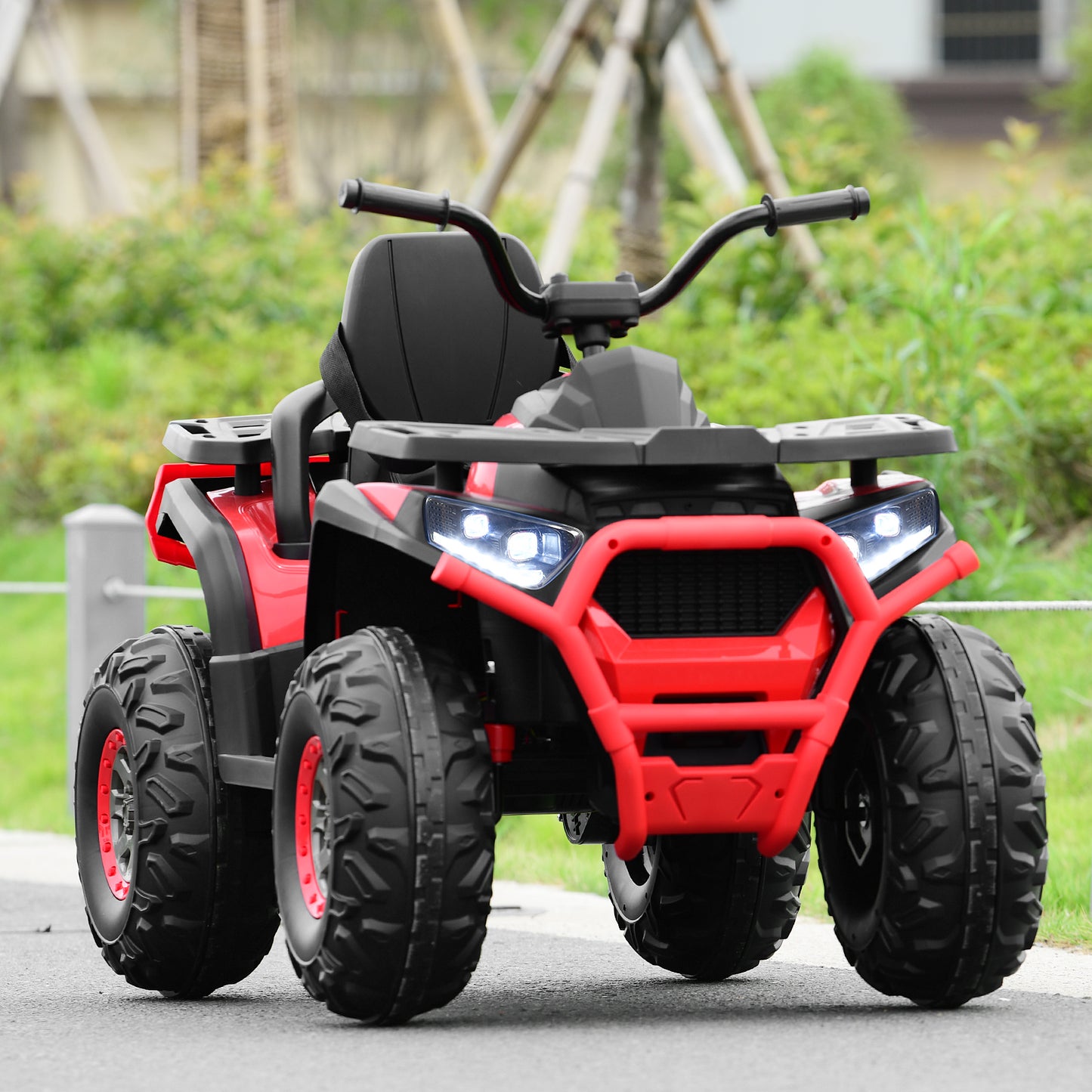 Topbuy 12V Kids Electric Ride On Car Toy 4-Wheeler ATV Quad with LED Lights Black/Red/White