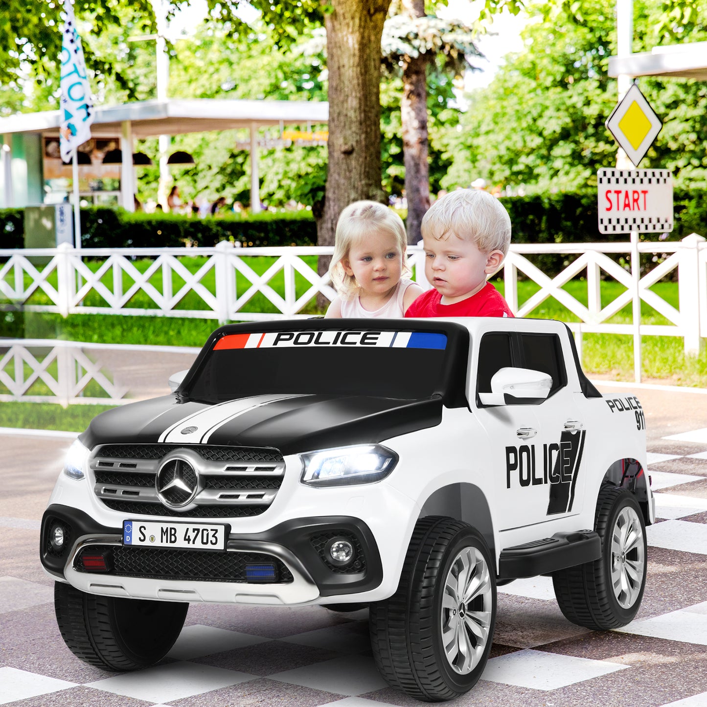 Topbuy 2-Seater Electric Kids Ride On Car Licensed Benz Toy Car with Remote Control Black/Black+White/Red/White