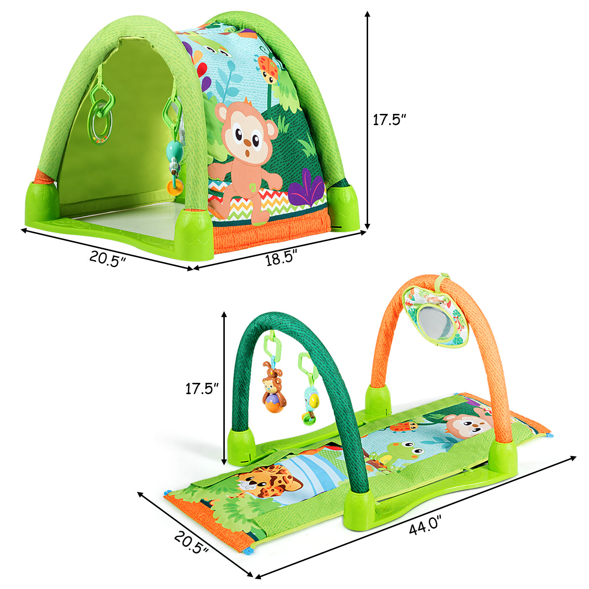 Topbuy 4-in-1 Baby Activity Game Play Mat Activity Center w/ 3 Hanging Toys