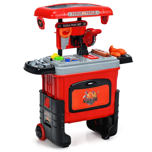 Topbuy 2 in 1 Toddlers Toy Tool Play Set Portable Construction Toy Tool Workbench