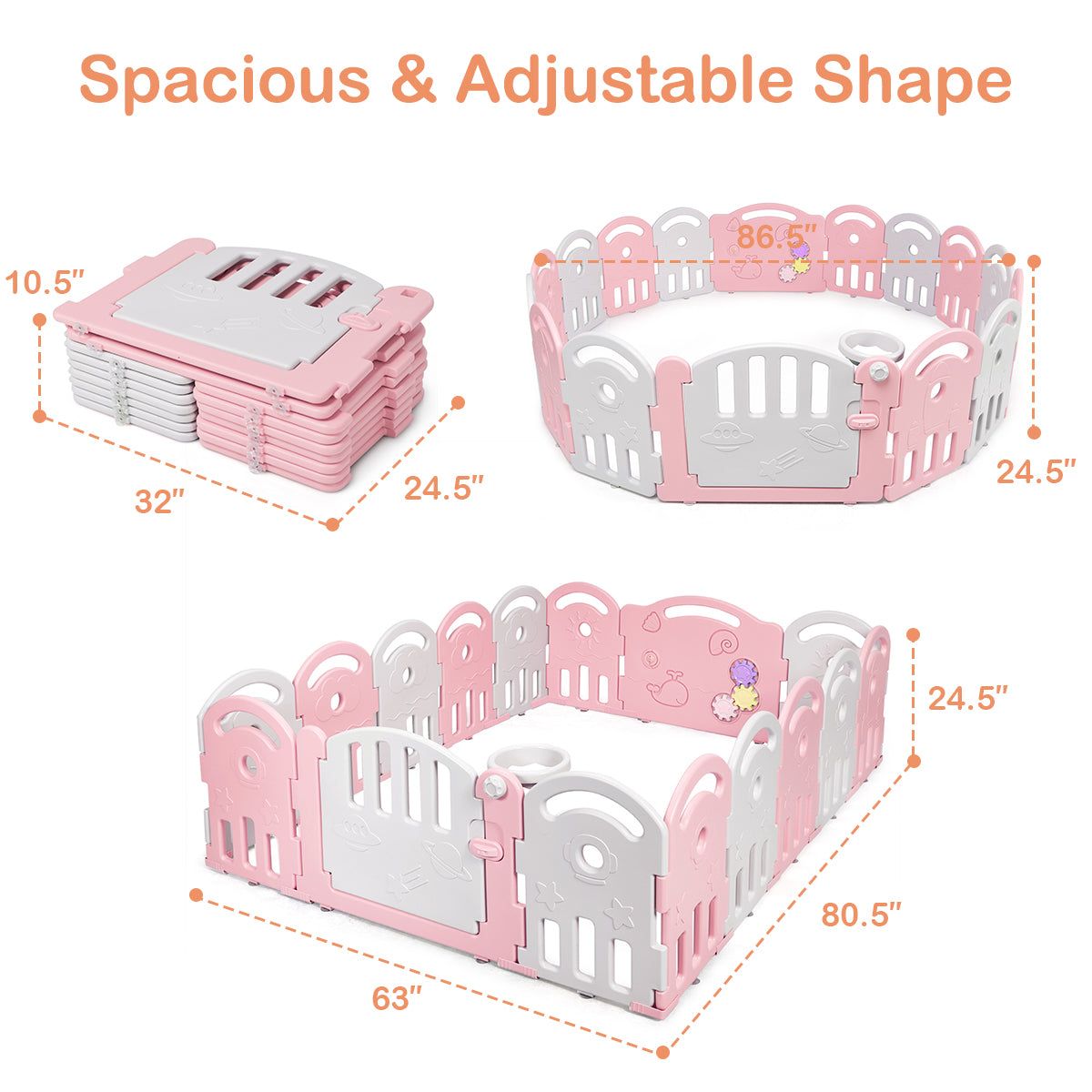 Topbuy 16-Panel Baby Playpen Kids Safety Activity Center with Safety Lock & Educational Toys