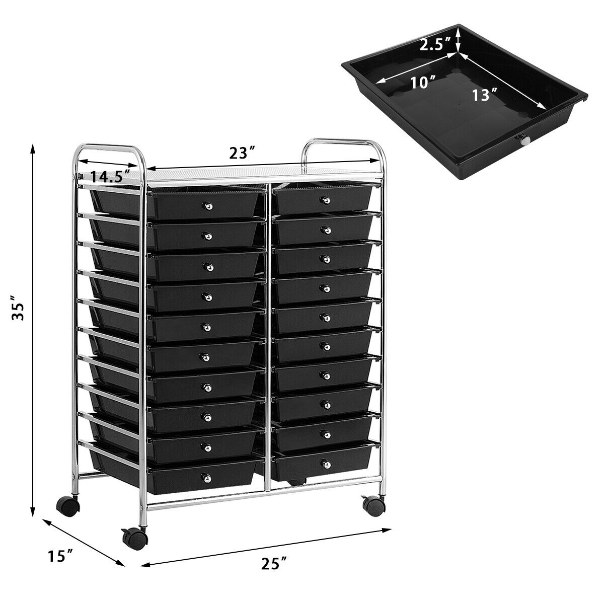 Topbuy 20-Drawer Rolling Trolley Mobile Storage Cart Tools Scrapbook Paper Organizer